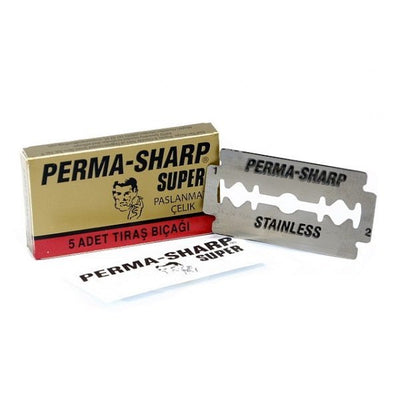 5 Perma-Sharp Super Stainless Double Edge Razor Blades