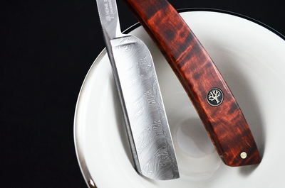 Boker Damascus Curly Birch Wood 6/8 Straight Razor