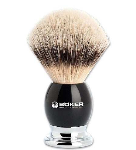 Boker Premium Silvertip Badger Hair Black Resin Shaving Brush