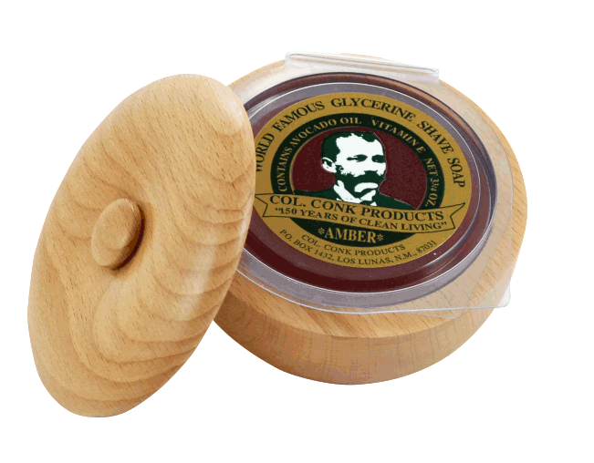 Colonel Conk Large Covered Wood Shave Bowl w/ Large Shave Soap