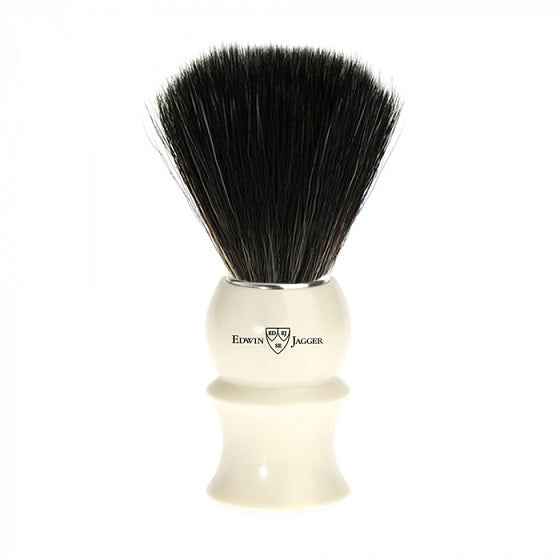 Edwin Jagger Black Fibre Synthetic Faux Ivory Handle Shaving Brush