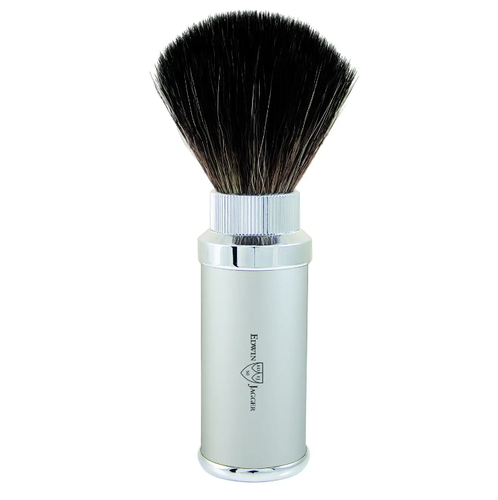Edwin Jagger Chrome Travel Shaving Brush Black Synthetic