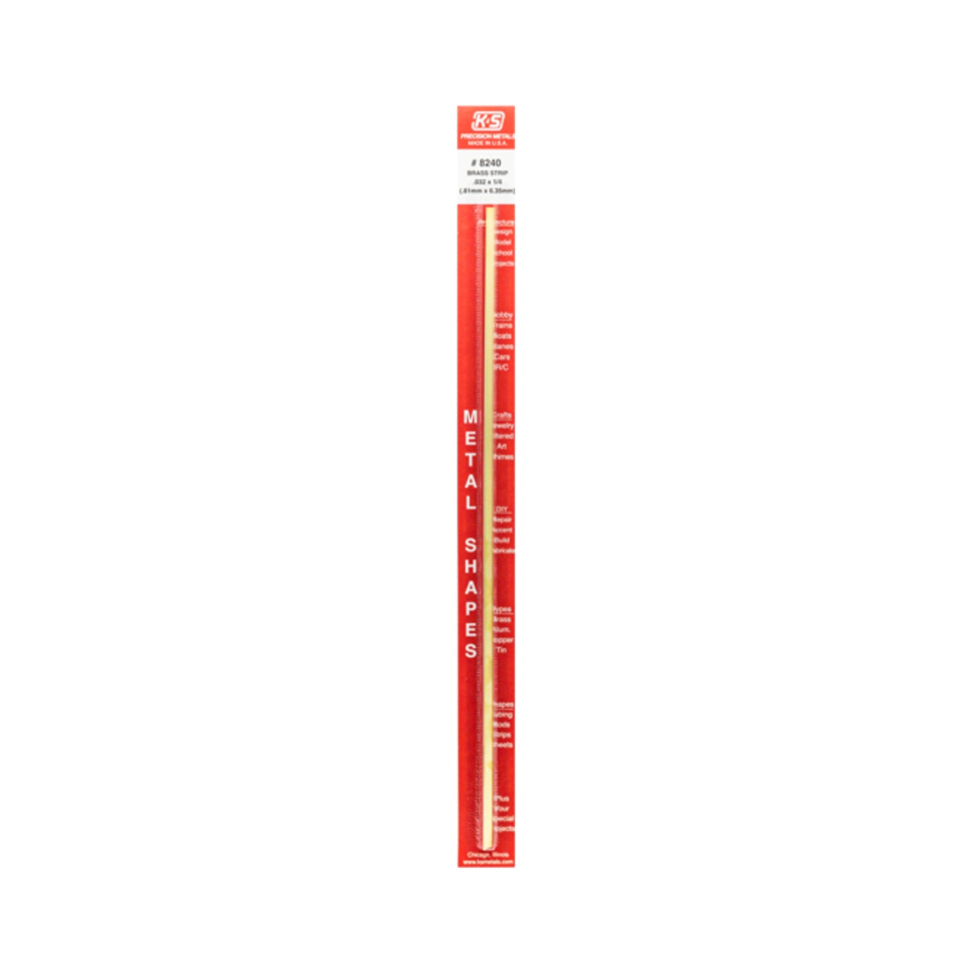 K&S™ Brass Strip: 0.032" Thick x 1/4" Wide x 12" Long (1 Piece)