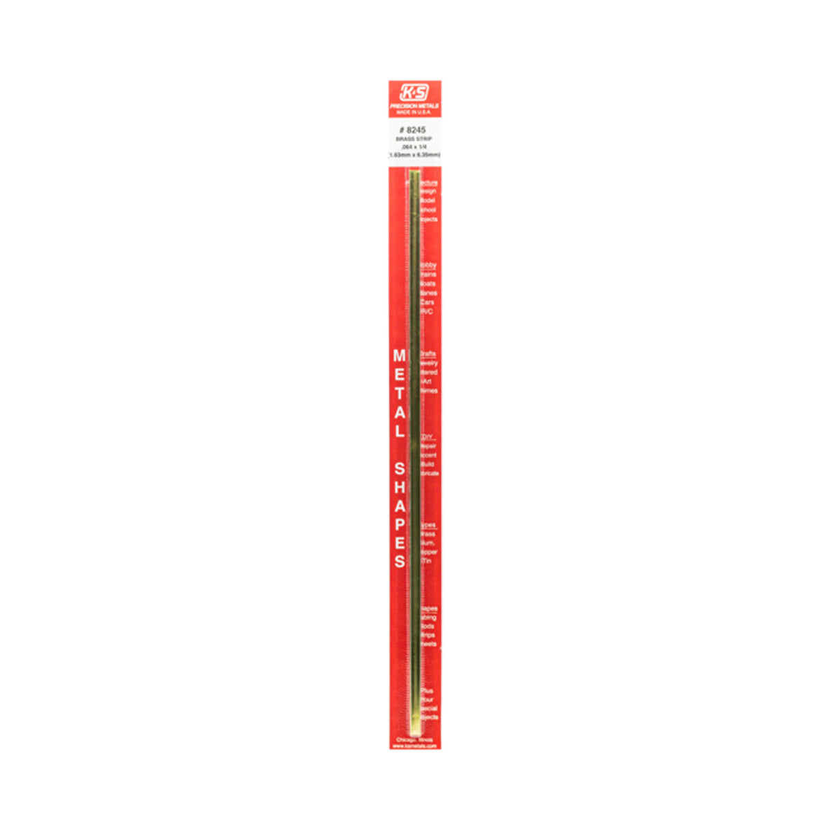 K&S™ Brass Strip: 0.064" Thick x 1/4" Wide x 12" Long (1 Piece)