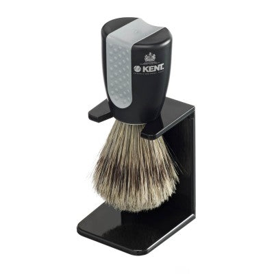 Kent 2 PC Shaving Set (Blended Bristle Brush & Stand in Black)