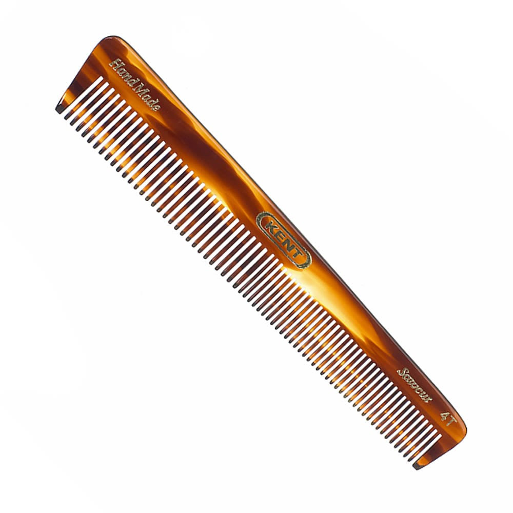 Kent 4T Handmade General Grooming Comb - Medium Size, Coarse/Fine