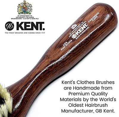 Kent K-CP6 Clothes Brush, For Cashmere, Black & White Pure Bristle, Mahogany