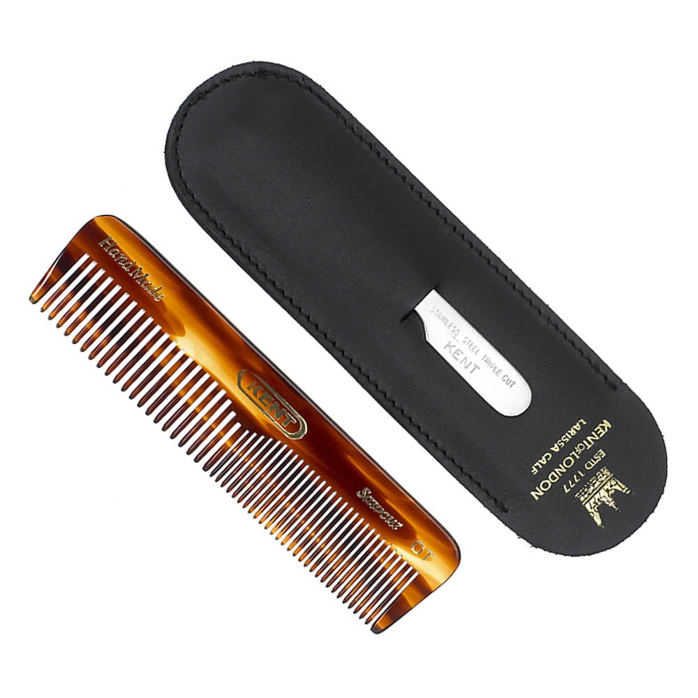 Kent NU19 Coarse/Fine Tooth Comb With Leather Case &amp; Metal File