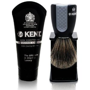 Kent 3pc Shaving Set, Blended Bristle Brush, Shaving and Black Stand