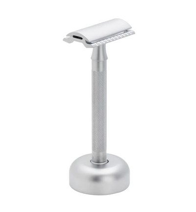Merkur 2-Piece Safety Razor and Stand Set (Matte Chrome)