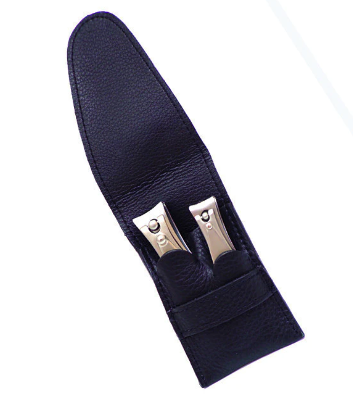 Niegeloh Capri Schwarz 2pc Manicure Set In High Quality Leather Case
