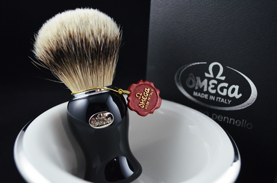 Omega 6613 Silvertip Badger Shaving Brush with Resin Handle