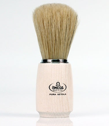 Omega Boar Bristle Shaving Brush (Light Ash Wood Handle)