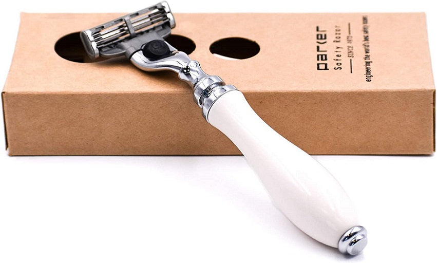 Parker 111W Mach 3 Compatible White Razor - The Classic Edge Shaving Store