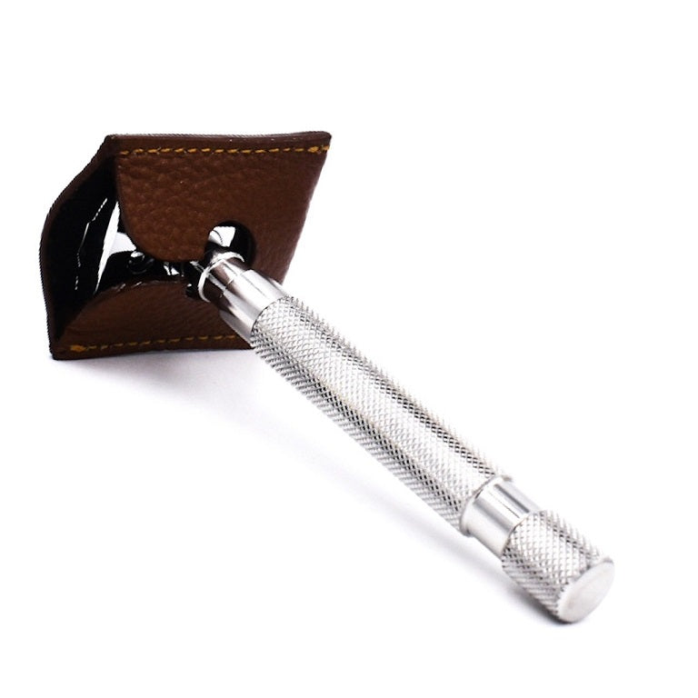 Parker Leather Safety Razor Cover Brown