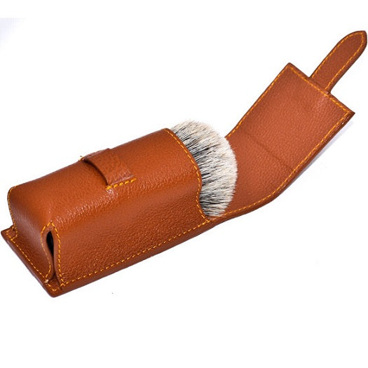 Parker Leather Shaving Brush Case, Saddle Brown