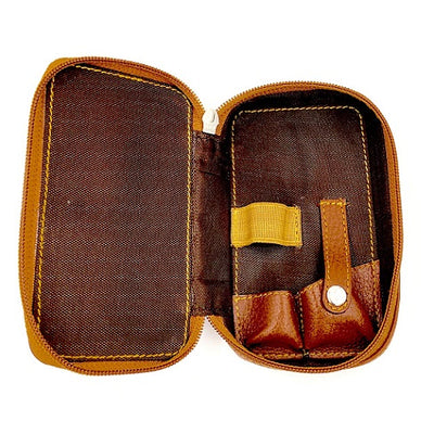 Parker Deluxe Leather Case for Safety Razor and Blades, Saddle Brown