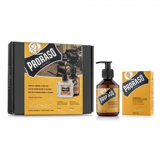 Proraso Gift Set, Duo Pack, Beard Wash & Beard Balm (Wood & Spice)