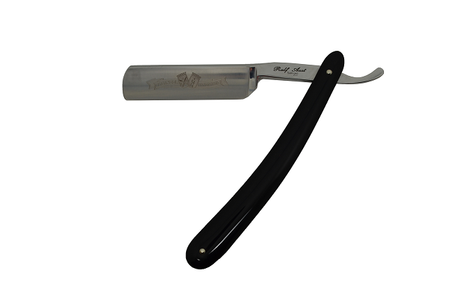 Ralf Aust 6/8 Round Crown Straight Razor, Black Synthetic Scales