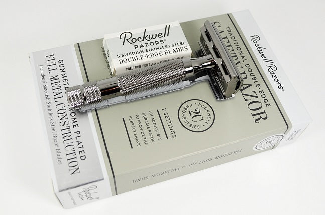 Rockwell 2C Gunmetal Double Edge Safety Razor 6 - Piece Shaving Set