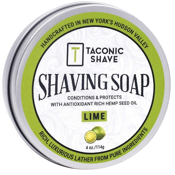 Taconic Lime Glycerin Hemp Oil Shaving Soap 4 oz