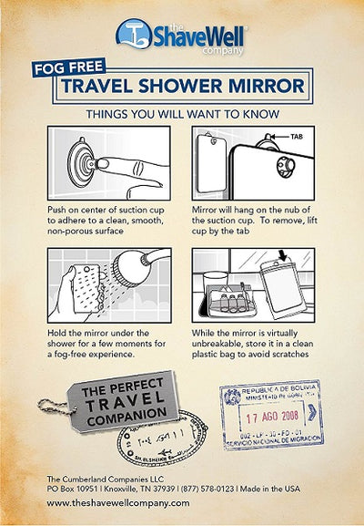 The Shave Well Company Fog Free Travel Shaving Mirror